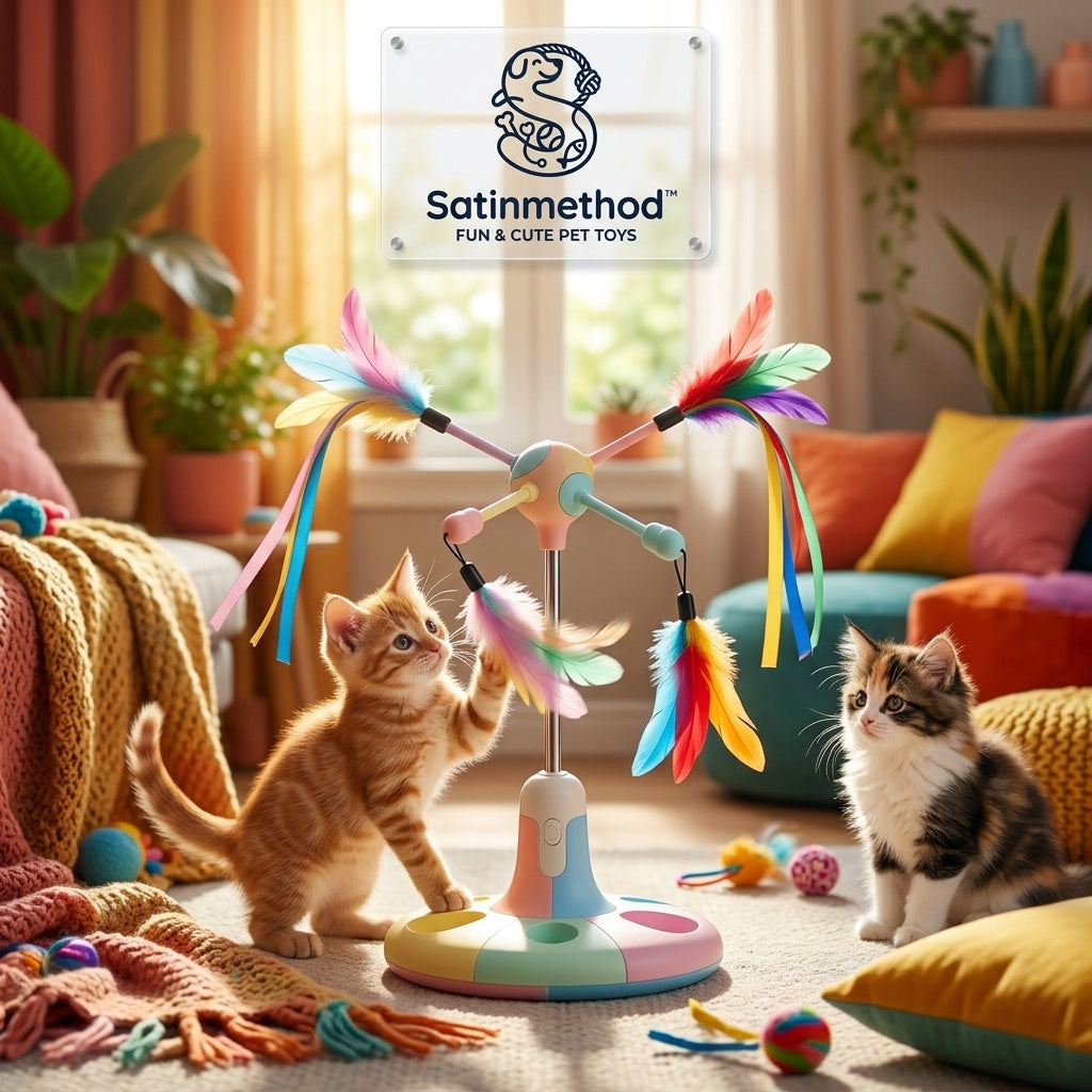 🐱 FlutterSpin™ Interactive Feather Cat Teaser
